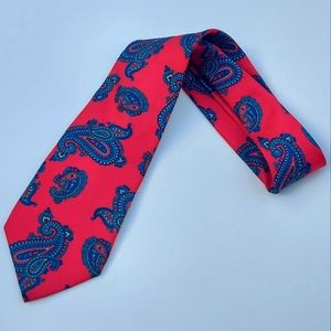 A Sharp Looking Artistically Designed Adolfo Red Blue Patterned Tie Size (OS)